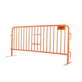7.5 ft Metal Barricade Orange | Flat Feet | Heavy-Duty