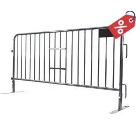 7.5 ft Metal Barricade Black | Flat Feet | Heavy-Duty 