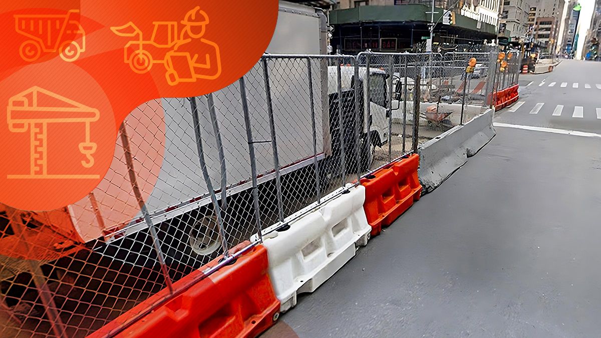 plastic and concrete jersey barriers