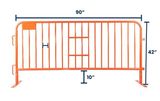 7.5 ft Metal Barricade Orange | Flat Feet | Heavy-Duty