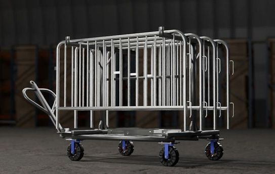 6.5 ft Metal Barricade Bundle and Transportation Cart 