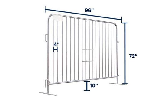 8 ft Metal Barricade | 6 ft Tall | Flat Feet | Color Options