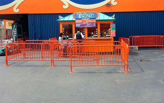 7.5 ft Metal Barricade Orange | Flat Feet | Heavy-Duty