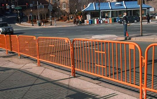 7.5 ft Metal Barricade Orange | Flat Feet | Heavy-Duty