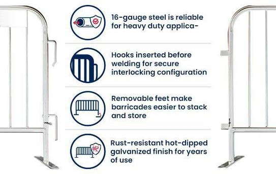 8 ft Metal Barricade | Feet Options | Hot Dip Galvanized