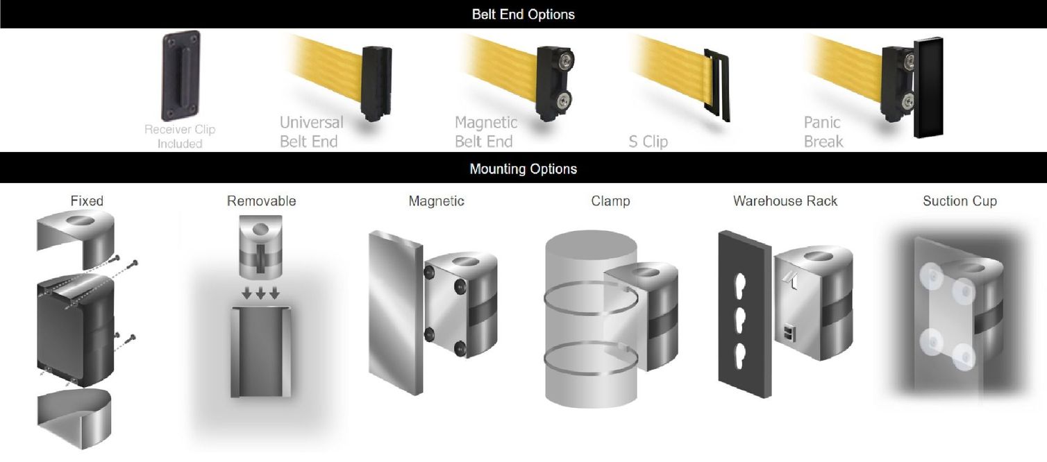 35'L Retractable Belt Barrier | Wall Mounted