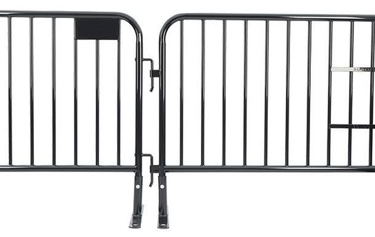 7.5 ft Metal Barricade Black | Flat Feet | Heavy-Duty 
