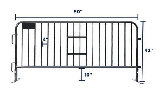 7.5 ft Metal Barricade Black | Flat Feet | Heavy-Duty 
