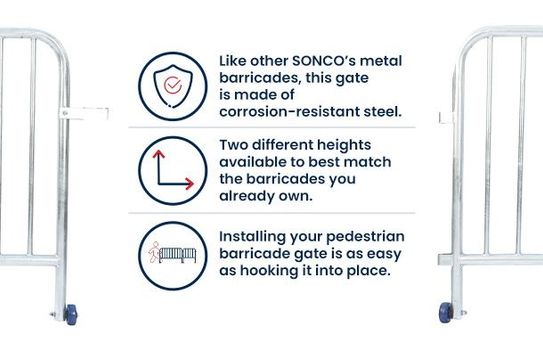 Pedestrian Metal Barricade Gate | Color Options