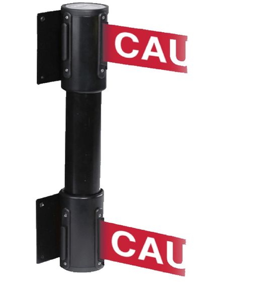 15'L Retractable Double Belt Barrier | Wall Mounted